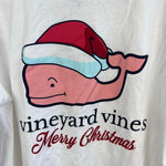 Load image into Gallery viewer, Vineyard Vines Long Sleeve Graphic Pocket T-Shirt Santa Whale White Cap M 10-12
