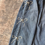 Load image into Gallery viewer, Abercrombie Kids High Rise Ultra Wide Leg Jeans Embroidered Bows 5/6 Long
