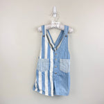 Load image into Gallery viewer, Vintage Mixed Blue Stripe Shortall Romper 4T
