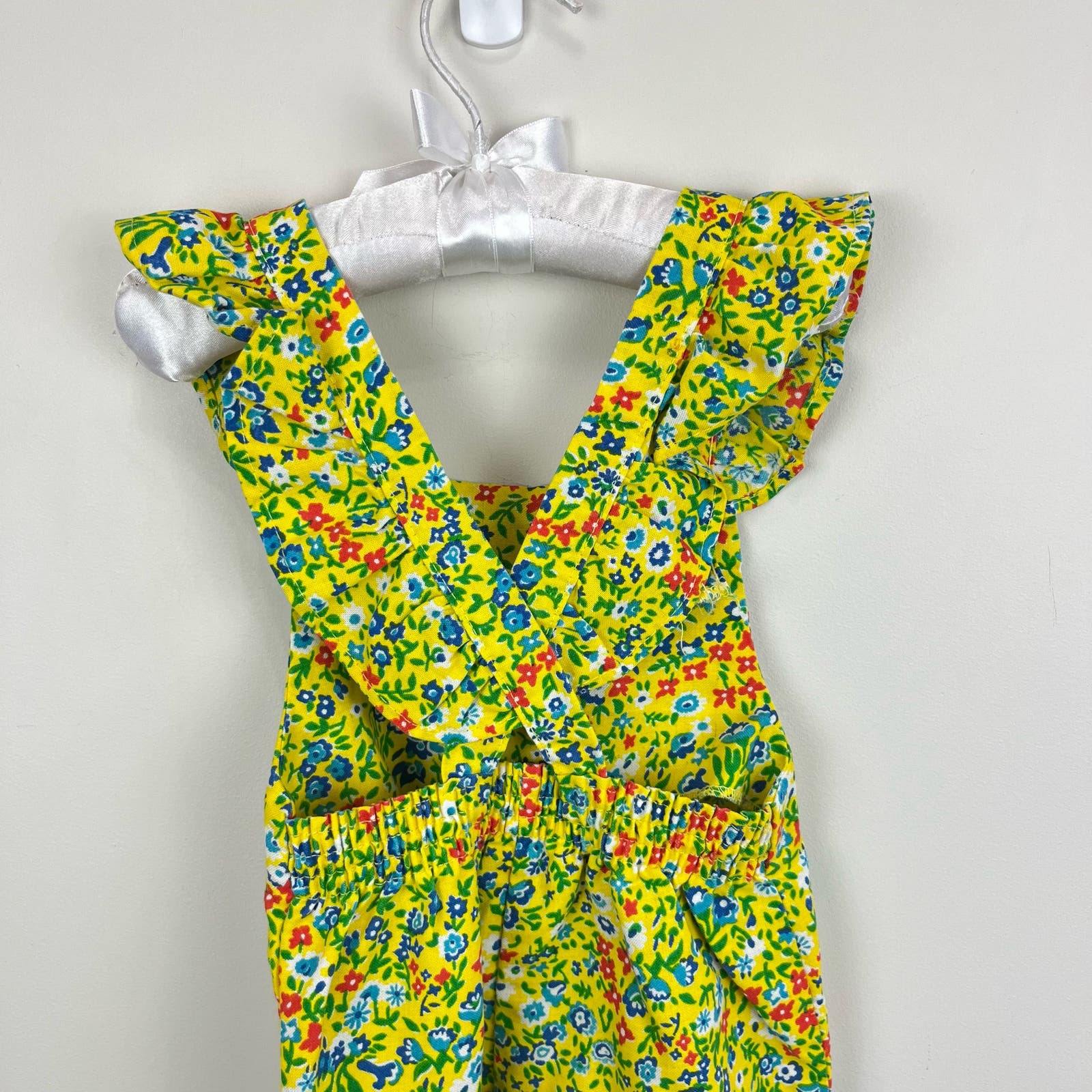 Vintage Alber Yellow Floral overalls 2T USA