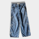 Load image into Gallery viewer, Abercrombie Kids High Rise Ultra Wide Leg Jeans Embroidered Bows 5/6 Long
