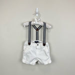 Load image into Gallery viewer, Mayoral Baby White Suspender Shorts 74 cm 9 Months
