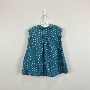 Bonpoint Blue Green Polka Dot Dress 18 Months