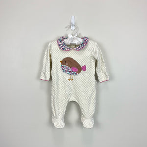 JoJo Maman Bebe Ditsy Floral Bird Footie 0-3 Months