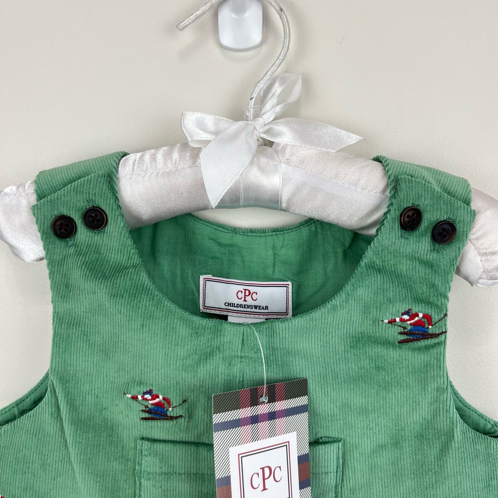 Classic Prep Childrenswear Tucker Overalls Frosty Spruce with Skier 6-9 Months NWT