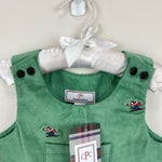 Load image into Gallery viewer, Classic Prep Childrenswear Tucker Overalls Frosty Spruce with Skier 6-9 Months NWT
