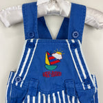 Load image into Gallery viewer, Vintage Okie Dokie Blue Striped Shortall Romper 12 Months

