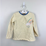 Load image into Gallery viewer, Mini Boden Yellow Striped Rainbow Applique Tunic 2-3
