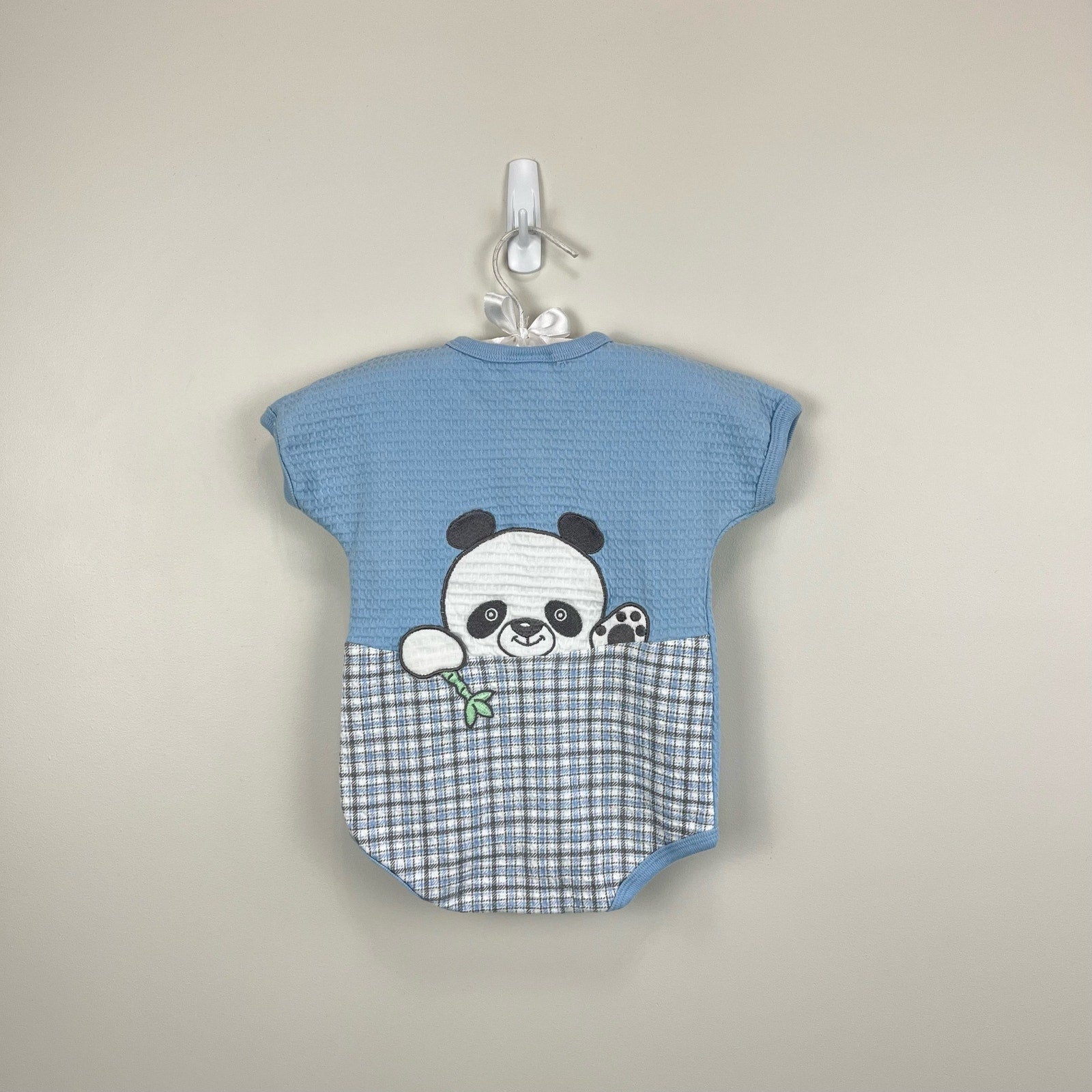 Vintage Cotton Club Blue Panda Romper 6-9 Months