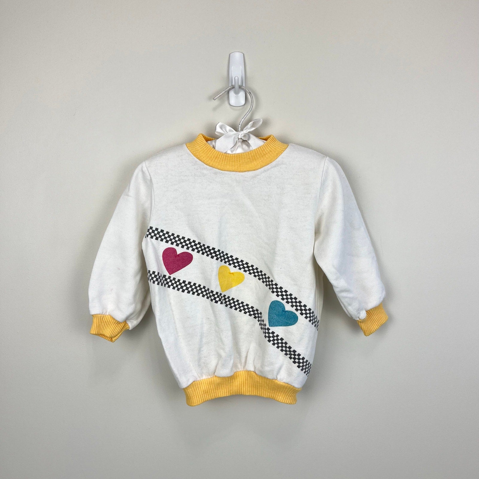 Vintage White & Yellow Heart Sweatshirt 2T USA