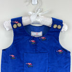 Load image into Gallery viewer, Classic Prep Childrenswear Tucker Overalls Bright Navy with Skier 6-9 Months NWT
