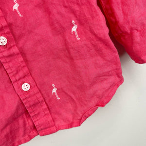 Janie and Jack Embroidered Flamingo Button Up Shirt 12-18 Months