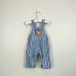 Load image into Gallery viewer, Vintage OshKosh B&#39;gosh Blue Striped Beach Dog Overalls 3-6 Months USA
