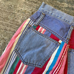 Load image into Gallery viewer, Vintage Girls Denim Patchwork Striped Pencil Skirt
