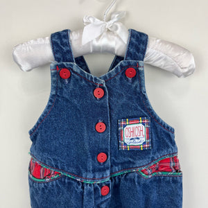 Vintage OshKosh B'gosh Blue Jean Plaid Overalls 18 Months USA