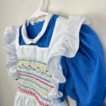 Load image into Gallery viewer, Vintage Hand Smocked by Carousel Blue Pinafore Ruffle Dress 6
