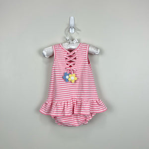 Florence Eiseman Pink Stripe Skirted Romper 9 Months