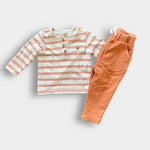 Load image into Gallery viewer, First by Petit Lem Striped Shirt &amp; Pants Set 12 Months
