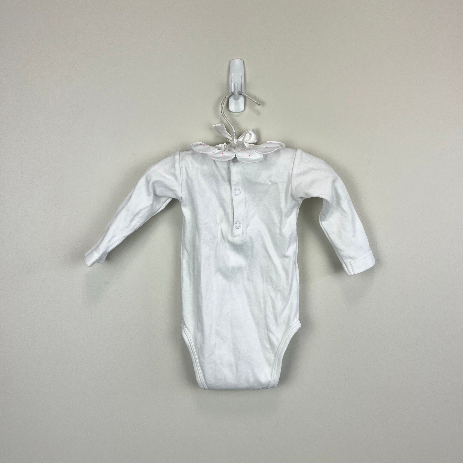 Jacadi Paris White Petal Collar Bodysuit 6 Months