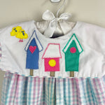 Load image into Gallery viewer, Vintage Samara Pastel Plaid Seersucker Bird House Dress 18 Months
