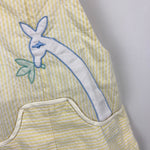 Load image into Gallery viewer, Vintage All Mine Yellow Seersucker Stripe Giraffe Applique Shortall Romper 12 Months
