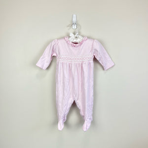 Kissy Kissy Premier Smocked Pink Footie 3-6 Months