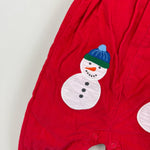 Load image into Gallery viewer, Mini Boden Rockabilly Red Snowman Dungarees 3-6 Months NWT
