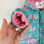 Load image into Gallery viewer, Columbia Snuggly Bunny Bunting Down Snow Suit Pink Green Animals 6-12
