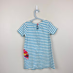 Load image into Gallery viewer, MIni Boden Applique Flamingo Jersey Dress Blue Ivory Stripe 3-4
