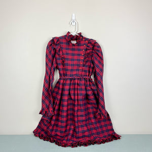 Vintage Cinderella Red Navy Ruffle Plaid Dress USSA