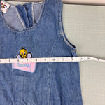 Load image into Gallery viewer, Vintage 90s Looney Tunes Tweety Bird Cheer Denim Jumper Dress 6 USA
