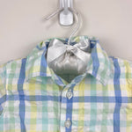 Load image into Gallery viewer, Janie and Jack Plaid Poplin Romper Blue Green Yellow 0-3 Months
