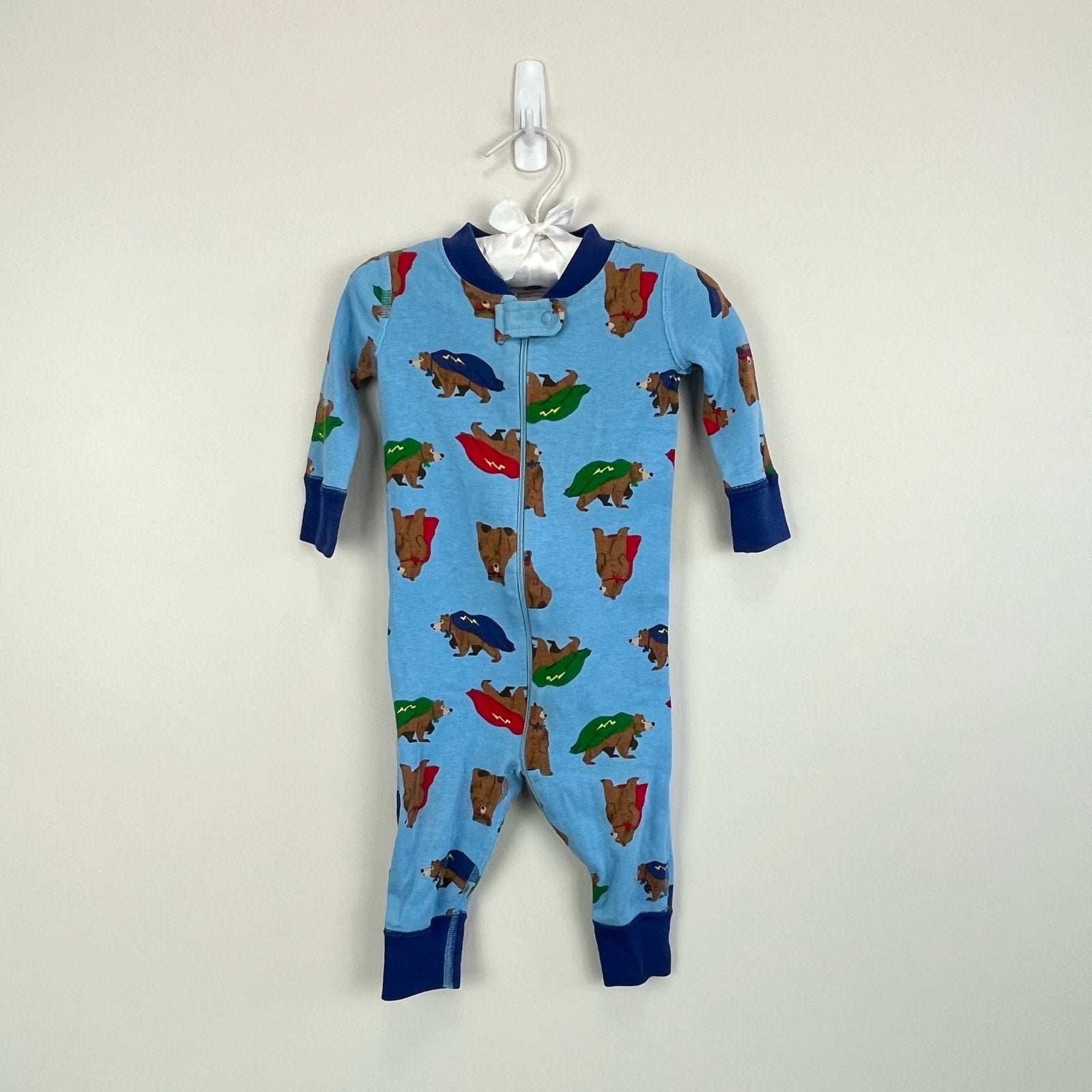 Hanna Andersson Blue Super Hero Bear Pajamas 60 cm 6-9 Months