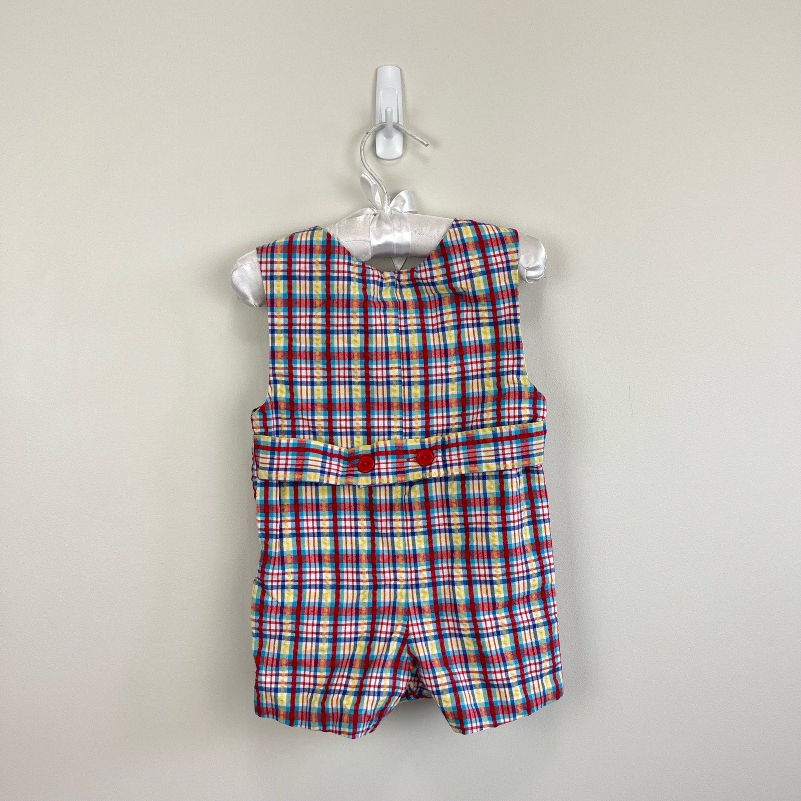 Kelly's Kids Plaid Lobster Jon Jon Romper 6 Months