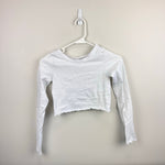 Load image into Gallery viewer, Yogalicious Girls Long Sleeve Rib Crop Top White M 10
