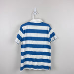 Load image into Gallery viewer, Crewcuts Short Sleeve Blue and White Striped Rugby Shirt M 8-9
