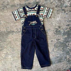 Vintage In Design Kids Blue Jean Safari Overalls Set 4T