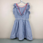 Load image into Gallery viewer, Crewcuts Girls' Ruffle Dress in Blue Shirting Stripe 10
