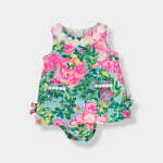 Load image into Gallery viewer, Lilly Pulitzer Baby Lilly Infant Shift Dress Seasalt Blue Fruit Flamingo 3-6 Months
