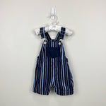 Load image into Gallery viewer, Hanna Andersson Y2K Blue Striped Shortalls 70 cm 6-12 Months
