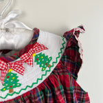 Load image into Gallery viewer, Lil Cactus Smocked Plaid Christmas Tree Dress 2T
