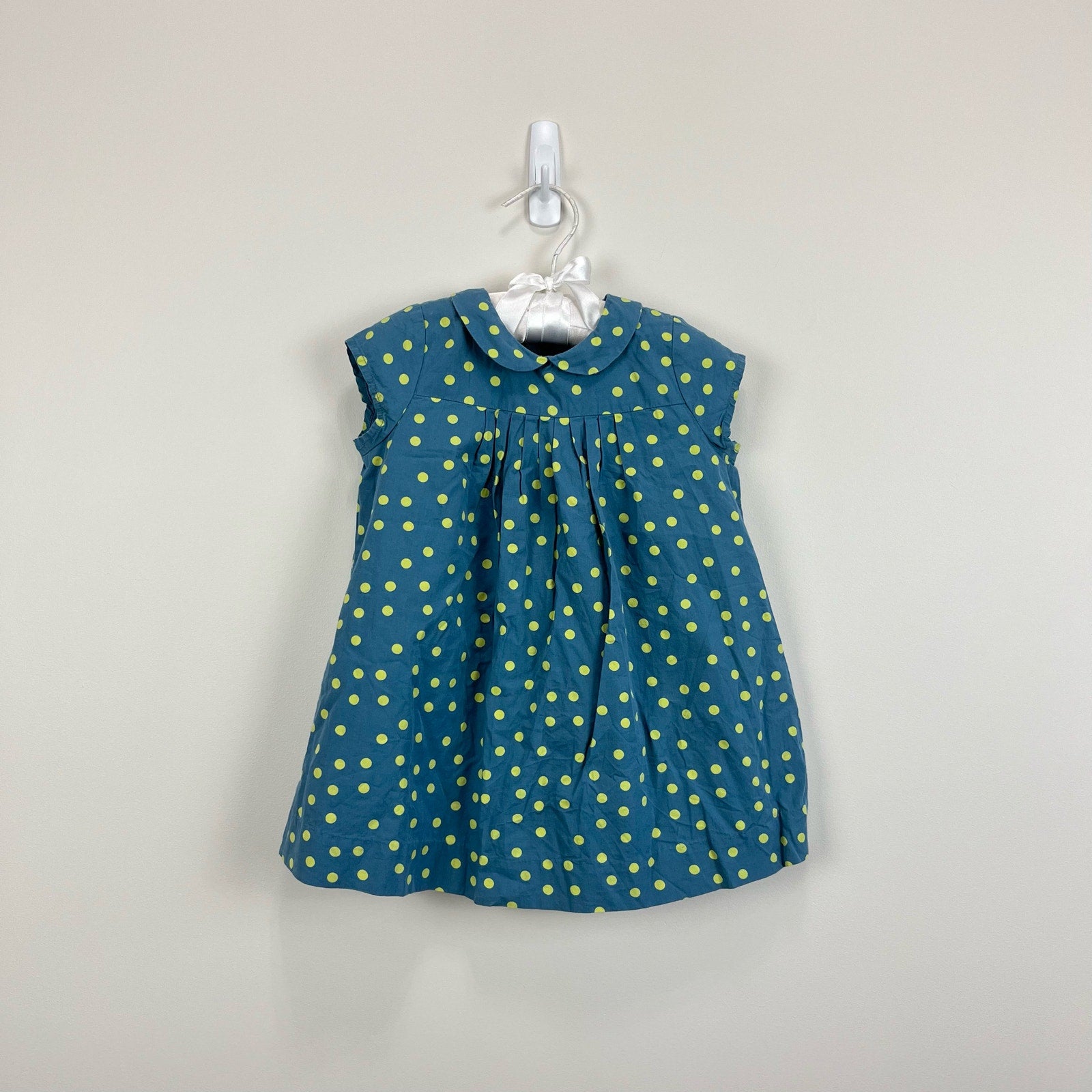 Bonpoint Blue Green Polka Dot Dress 18 Months