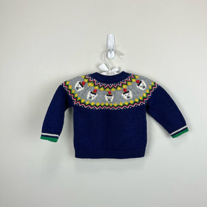 Mini Boden Fair Isle Blue Polar Bear Sweater 3-6 Months