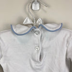 Load image into Gallery viewer, Little English Piped Peter Pan Onesie White Light Blue 6 Months
