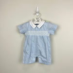 Load image into Gallery viewer, Kissy Kissy Woven Play Suit with Hand Smocking-Light Blue 0-3 Months NWT
