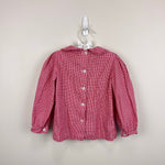Load image into Gallery viewer, Little English Ruffled Peter Pan Blouse Red Gingham 4T
