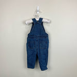 Load image into Gallery viewer, Mini Boden Fun Denim Dungarees Dinosaur Knees 6-9 Months
