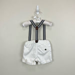 Load image into Gallery viewer, Mayoral Baby White Suspender Shorts 74 cm 9 Months
