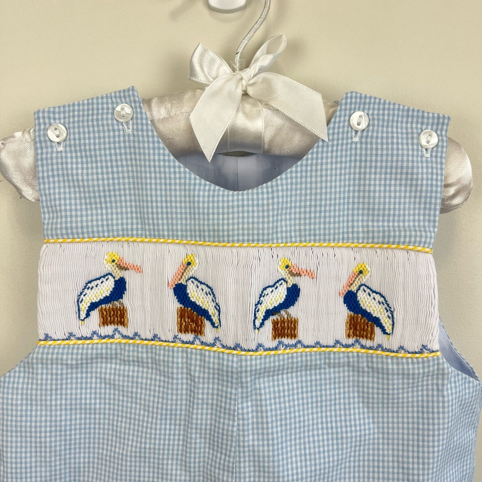 LuLu Bebe Smocked Pelican Shortall 18 Months