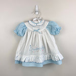 Load image into Gallery viewer, Vintage Grandma's Baby Blue White Pinafore Ruffle Dress Baby Girl
